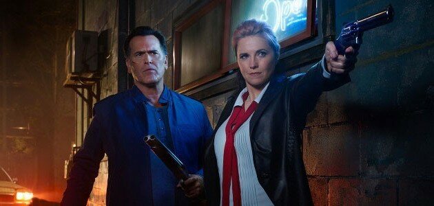 Bruce Campbell and Lucy Lawless in Ash vs. Evil Dead